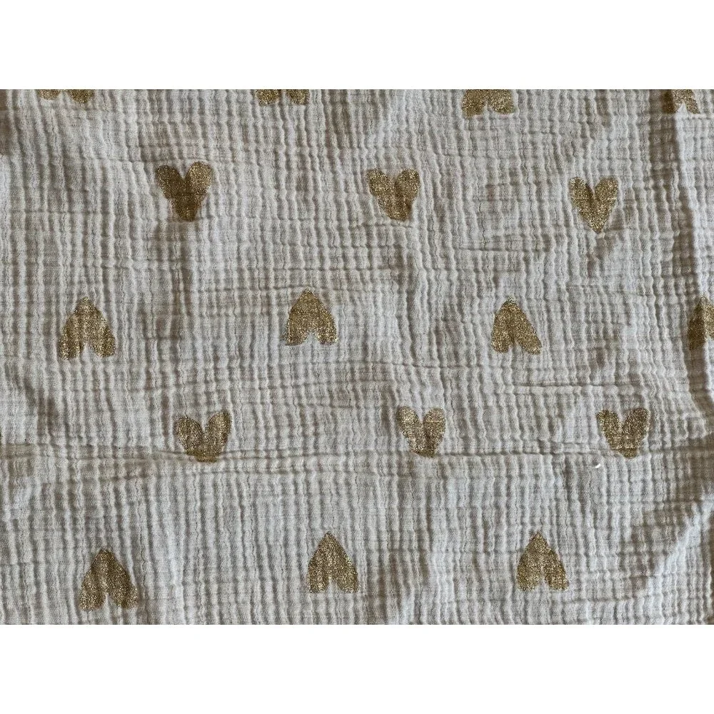 Cloud Island Muslin Lovey Baby Security Blanket White Metallic Gold Heart Swaddl